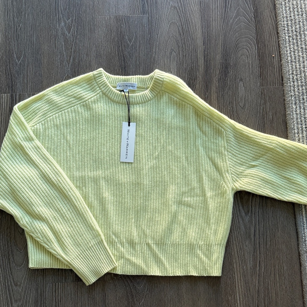 White + Warren Light Yellow Knit Sweater